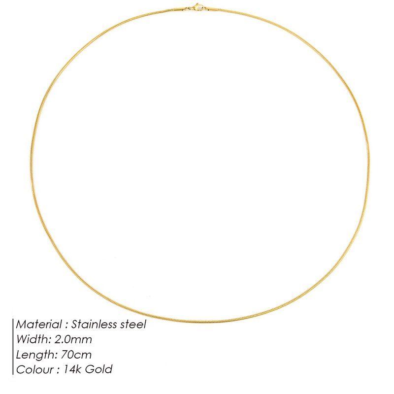 Steel Necklace Round Snake Chain for Women Simple Light Luxury Plain Chain Couple Clavicle Chain European and American Fashion Snake Bone Chain