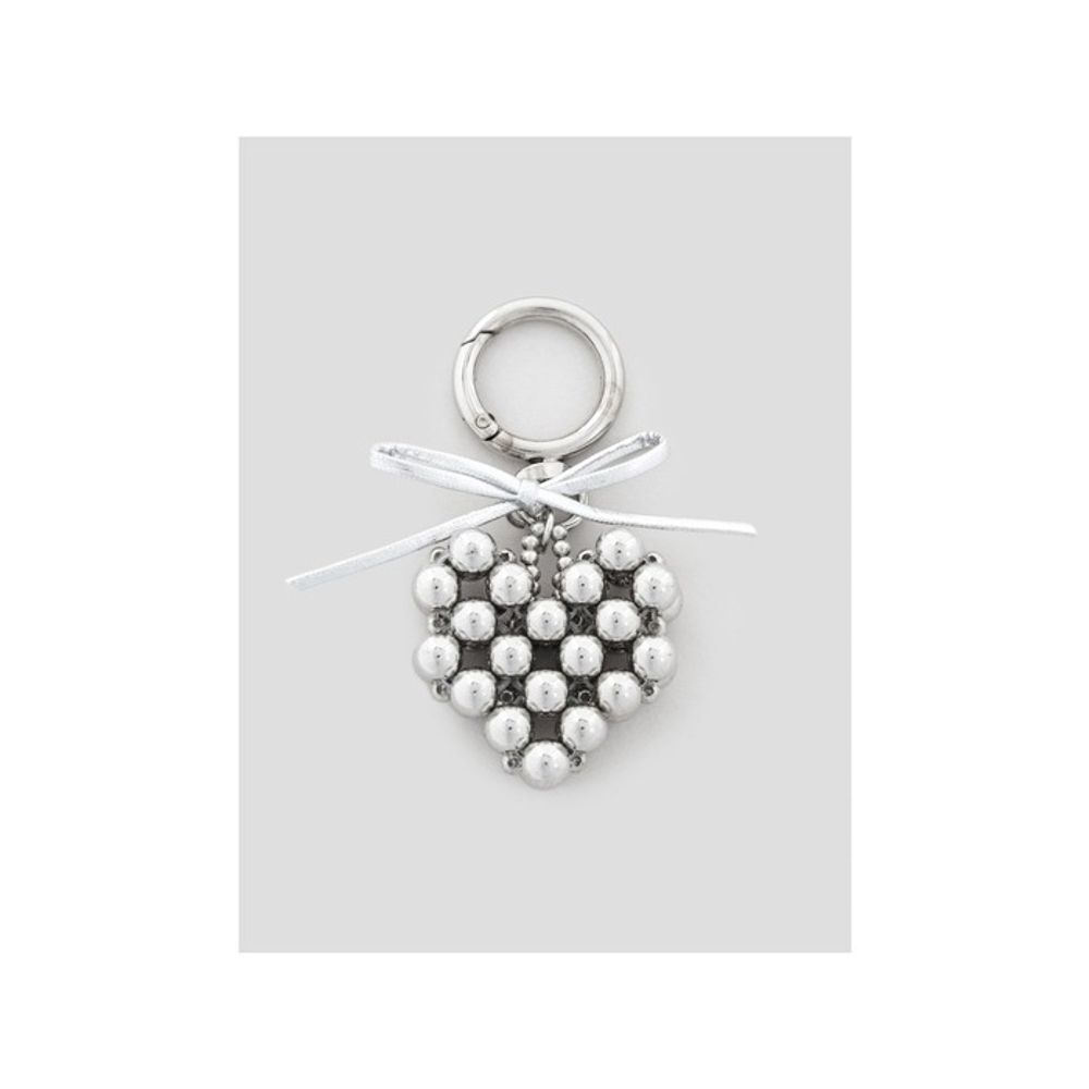 8SECONDS Silver Ball Heart Keychain Gray (19578ZWY53)