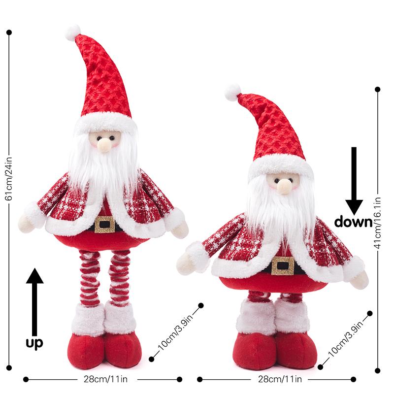 Retractable Festive Ornaments Santa Deer Snowman Polyester Sculpture Space Saving Tabletop Holiday Display