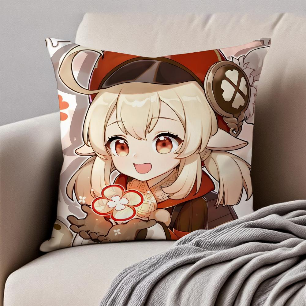 mmiHoYo KKlee GGenshin Impact Cushion Cover Pillowcase Antidustmite Invisible Zipper Short Plush Sofa Cushion