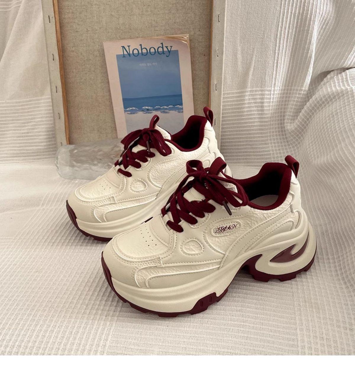 

Platform dad shoes women s 2025 new spring muffin women s shoes heightening small versatile casual sports shoes 35 красный