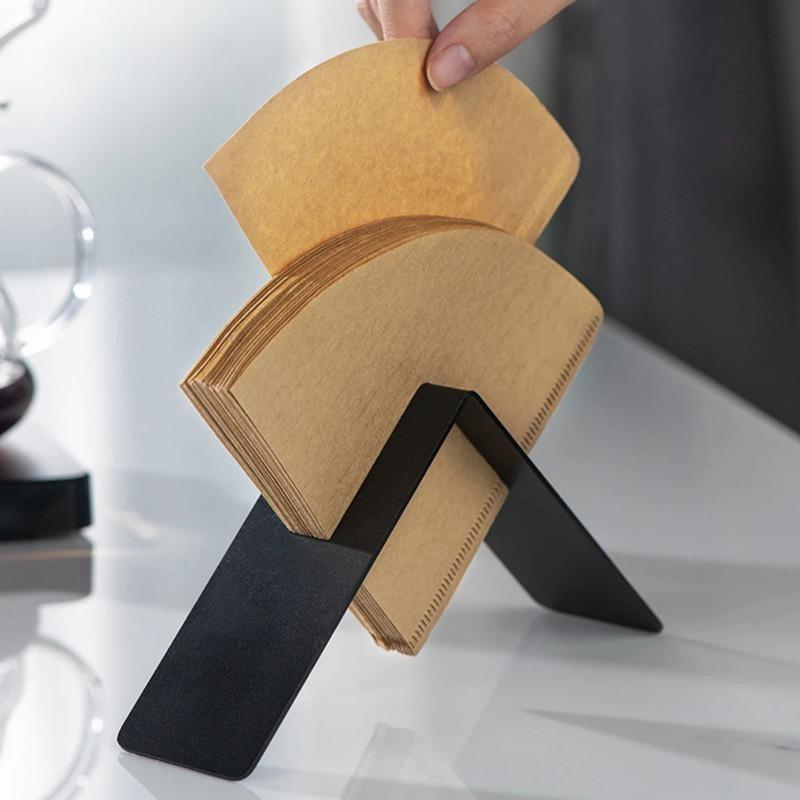 1PC Coffee Filter Paper Rack Coffee Bar Storage Rack Stainless Steel V-Shaped Hand-Washed Filter Paper Large Capacity Bracket