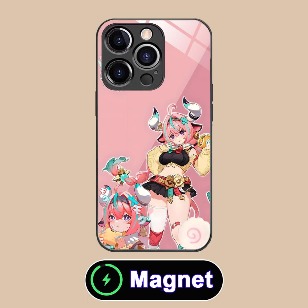 Game GI Varesa Glass MagSafe Mobile Phone Case for iPhone 17 16 15 14 13 12 11 Air Pro Max Plus Mini Colorful Cover
