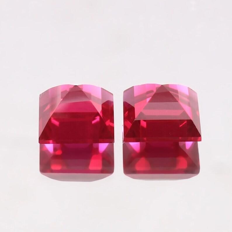 AAA 11 MM Flawless Blood Red Ruby Square Cut Loose Gemstone Mozambique 2pcs