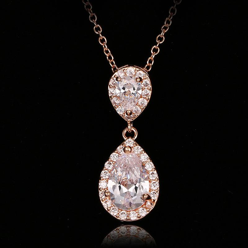 

Ретро Роскошное Ожерелье с Подвеской в Виде Капли Воды с Инкрустацией Цирконами - Классический Универсальный Дизайн розового золота