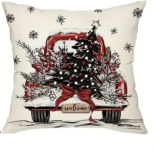 Christmas Themed Pillowcases: Festive Trees, Home Sweet Home, Merry Christmas, and Christmas Truck Designs New Year Decoration
