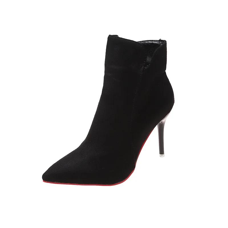 Fashion New Women's Autumn Winter Ankle Boots with Pointed Tips Thin Heels Plus Size 43 Fashion Suede Women's Boots