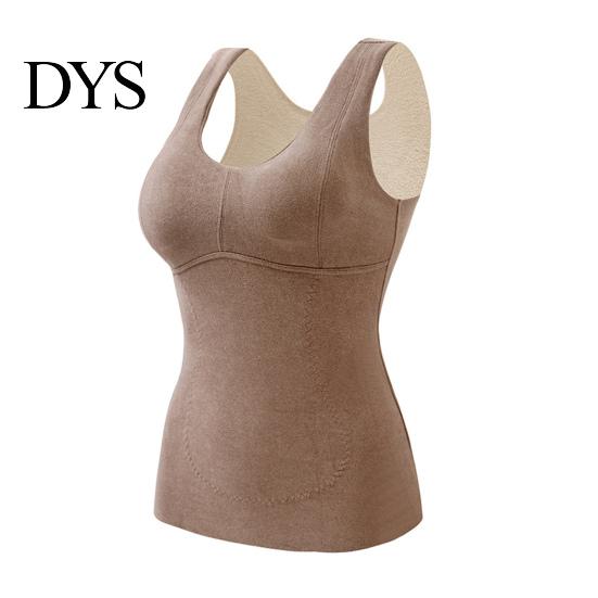 Tank Top Winter Women Thermal Vest with Chest Pads Seamless Velvet Fast Temperature Lock Sleeveless Shaping Heating V Neck Slim Fit Elastic Inner Wear