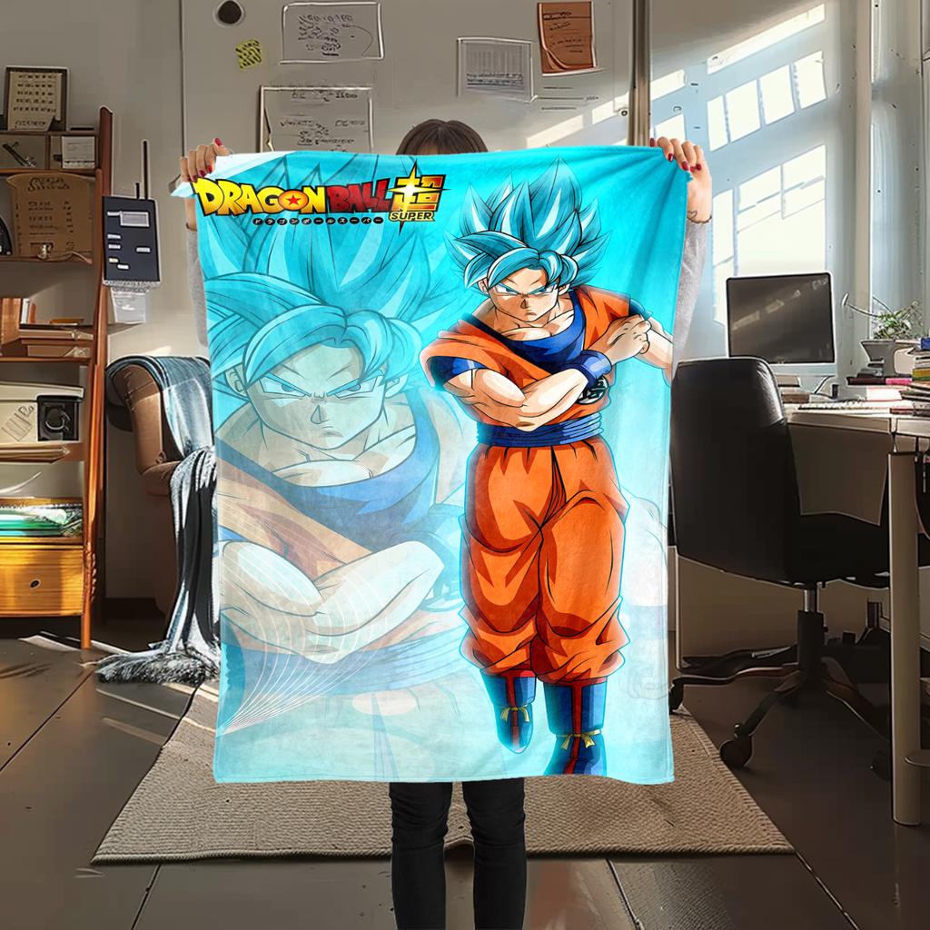 1pz Coperta in Flanella con Stampa Dragon Ball Super, Alta Qualità per Tutte le Stagioni, Decorazione per la Casa, Calore e Comfort, Perfetta per Regali di Natale