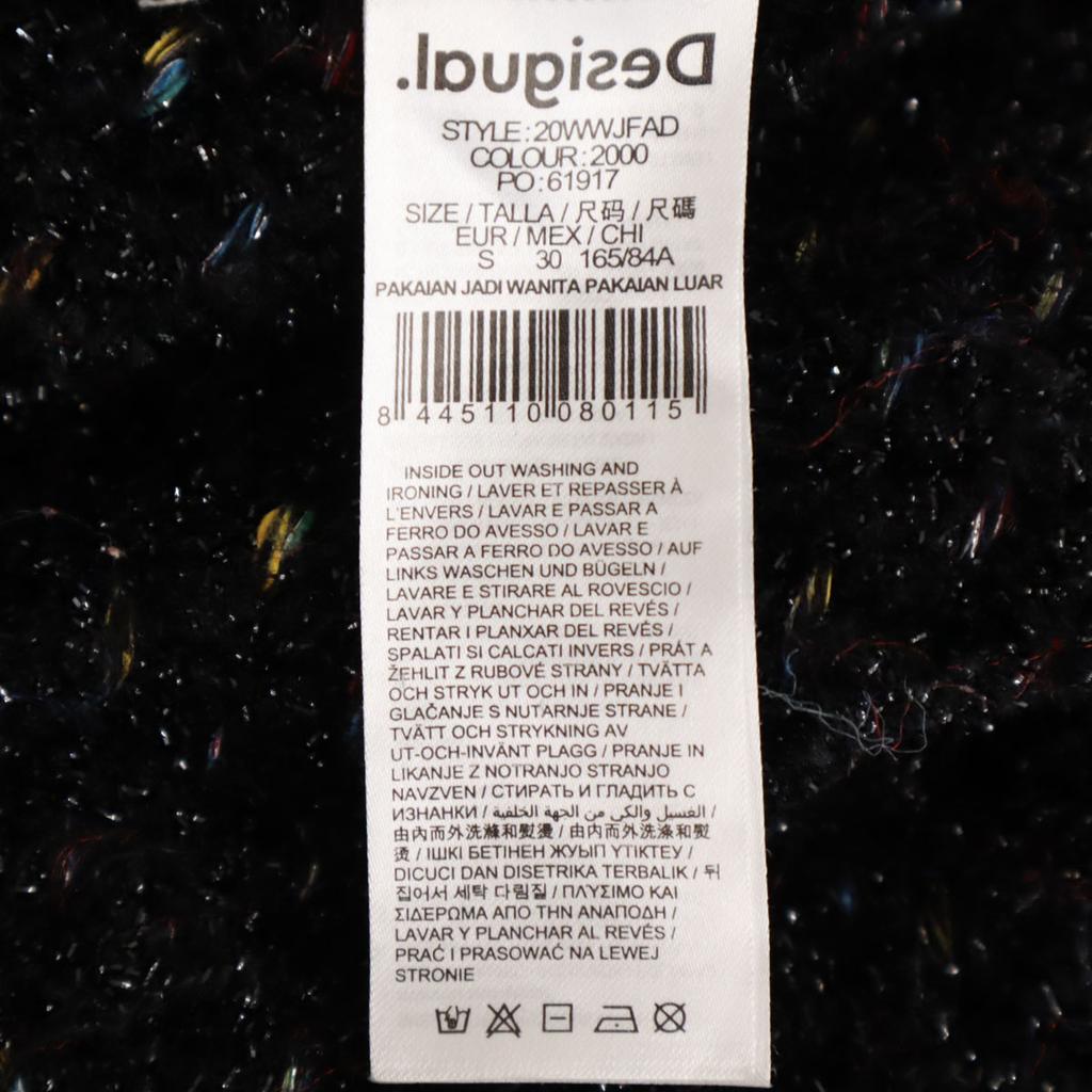 Desigual Long Sleeve Lame Long Knit Cardigan S Black Series Women Used