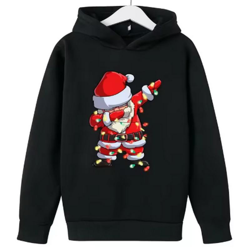 Kapuzenpullover aus Fleece mit Weihnachtsmann-Aufdruck für Damen und Herren