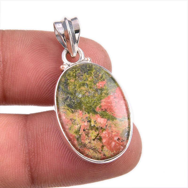 

Natural Unakite Gemstone Handmade 925 Solid Sterling Silver Pendant 1.5 z6U72