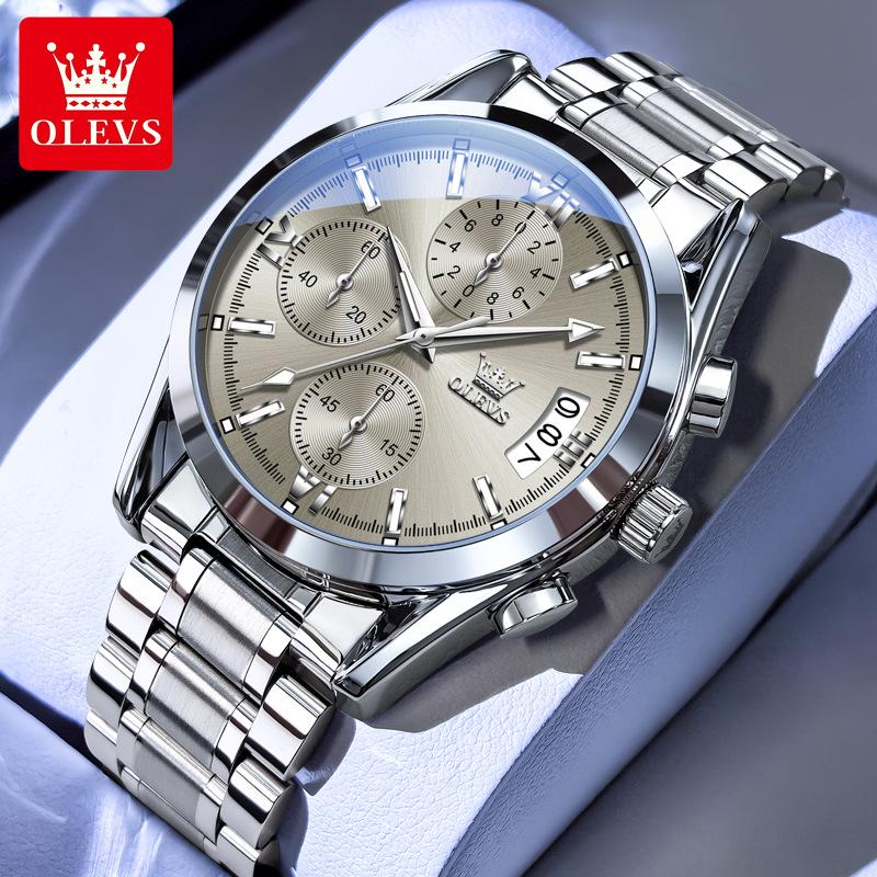 OLEVS Men Watch Multi Functional Waterproof Calendar Chronograph Luxury Brand Original Quartz Watch Men Sports Watch