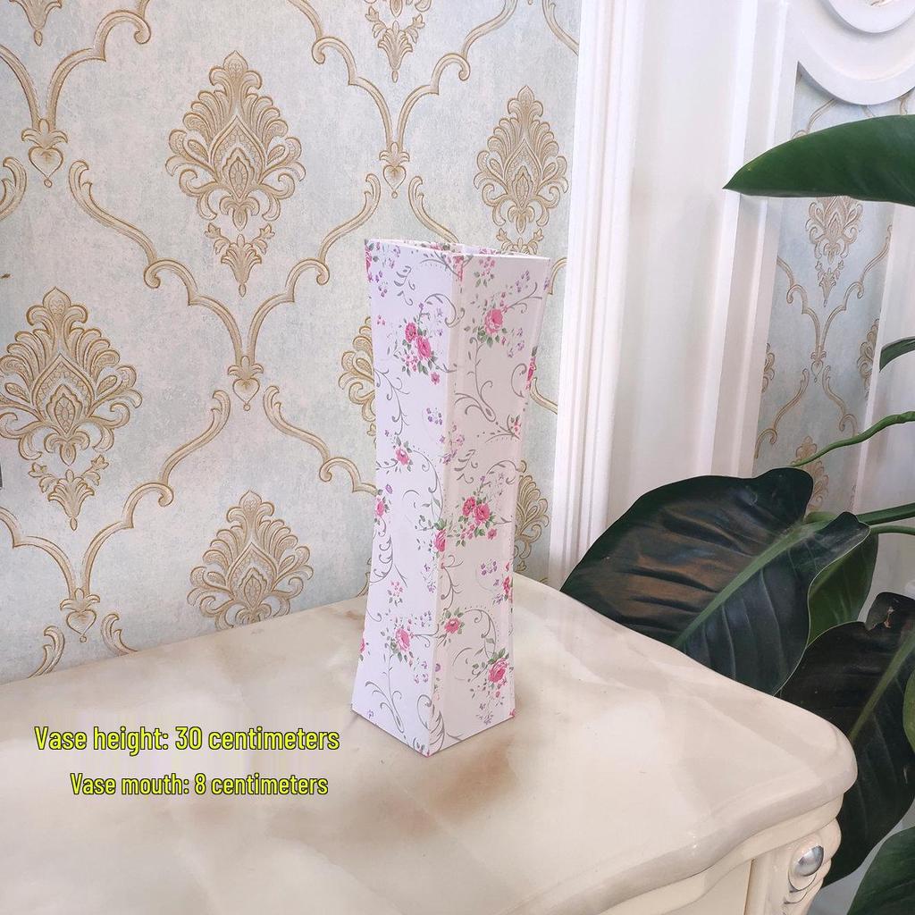 Nordic Large Resin Rattan Vase for Dried Flowers - Ceramic Look, Iron Art Floor Decoration.