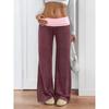 Spot 2025 Summer New European American Pants Women's Low-waist Color-blocked Casual Sports Wide-leg Pants
