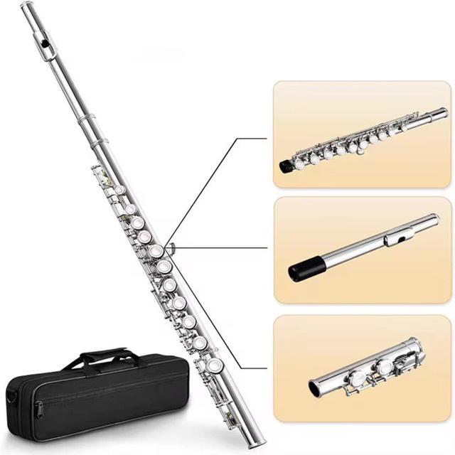16-Key Closed Hole Silver & Nickel Plated C Flute with E Key, Multi-Color Options