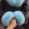 Real Fox Fur Cuffs Arm Warmer Winter Plush Windproof Women Wrist Cuff Sleeves Gloves Pompom Bracelet Wristband Sleeves Accessory