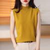 Women's Autumn Half-High Neck Knit Top with Sleeveless Pullover T-Shirt Layering