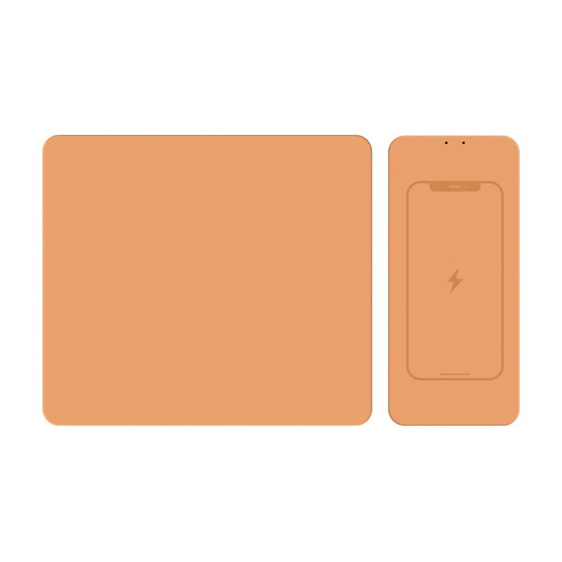Foldable PU Leather Wireless Charging Mouse Pad with Detachable Magnetic Phone Stand 350x250x4mm оранжевый