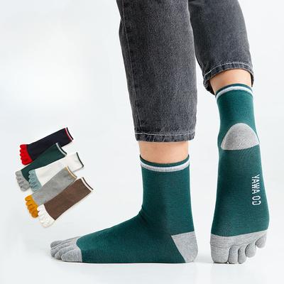 Meias de Cinco Dedos, Meias Masculinas de Cano Médio, Meias de Algodão para Primavera e Outono, Respiráveis, Absorventes de Suor, Que Absorvem a Umidade, Meias Esportivas para Dedos