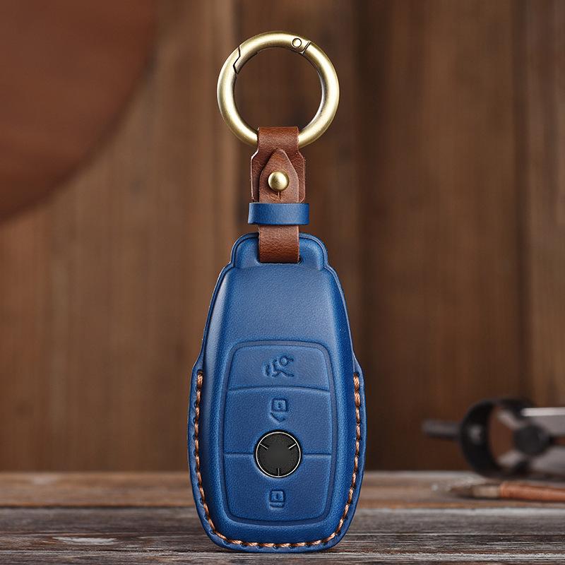 Retro and Old Style Handmade Real Cowhide Car Key Cover Is Suitable for Mercedes-Benz Bag Case.