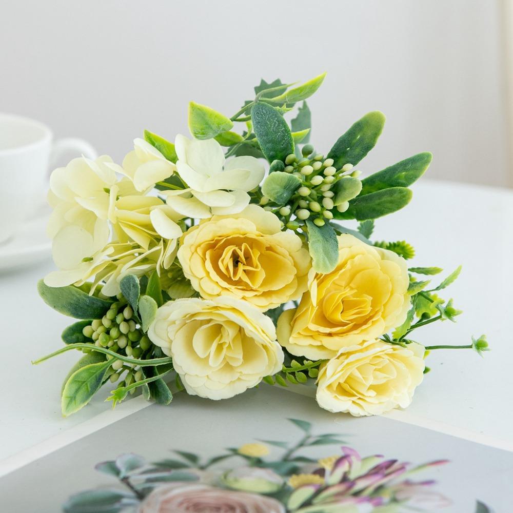 

Beautiful Peony Artificial Rose Flower Colorful Landscape Simulated Flowers DIY Silk Hydrangea Wedding Arrangements жёлтый