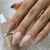 Press On Nail Natural Gradient French Almond Shape False Nail With Glitter For Daily Office Wear Easy Application