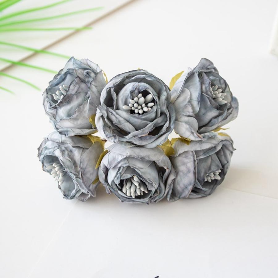 6 Stück Künstliche Blumen Seide Staubblatt Rose Für Hochzeit Brautstrauß Deko Zuhause Wohnzimmer Bonsai DIY Weihnachts-Kranz Zubehör