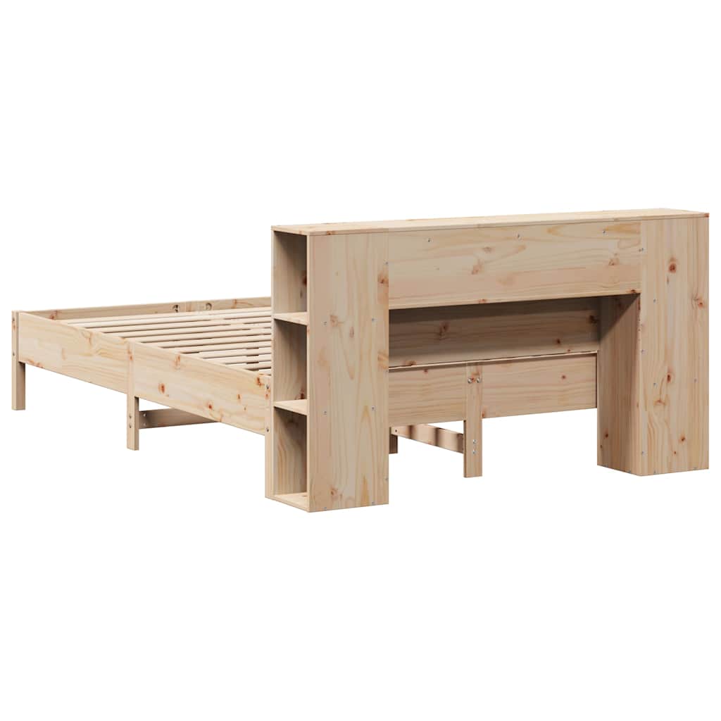 Solid Wood Bed with Shelf Without Mattress 135x190 cm Pine