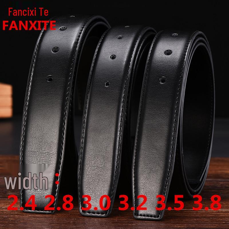 Men's Genuine Perforated Leather Belt Strap, Needle Buckle, 3.2 Cowhide, No Buckle Included, 3.0 Width.