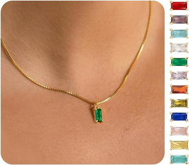 Gold-Plated Zircon Birthstone Pendant Necklace for December