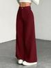 High Waist Corduroy Women's Wide Leg Pants - Casual, Loose, Floor-Length, Solid Color.