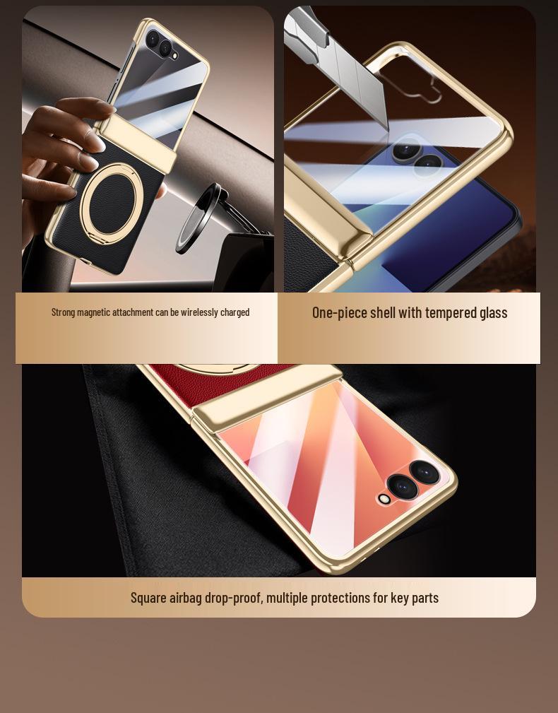 Étui Pliable Samsung ZFlip7 avec Support Anneau Rotatif, Anti-Chute & Protection Magnétique