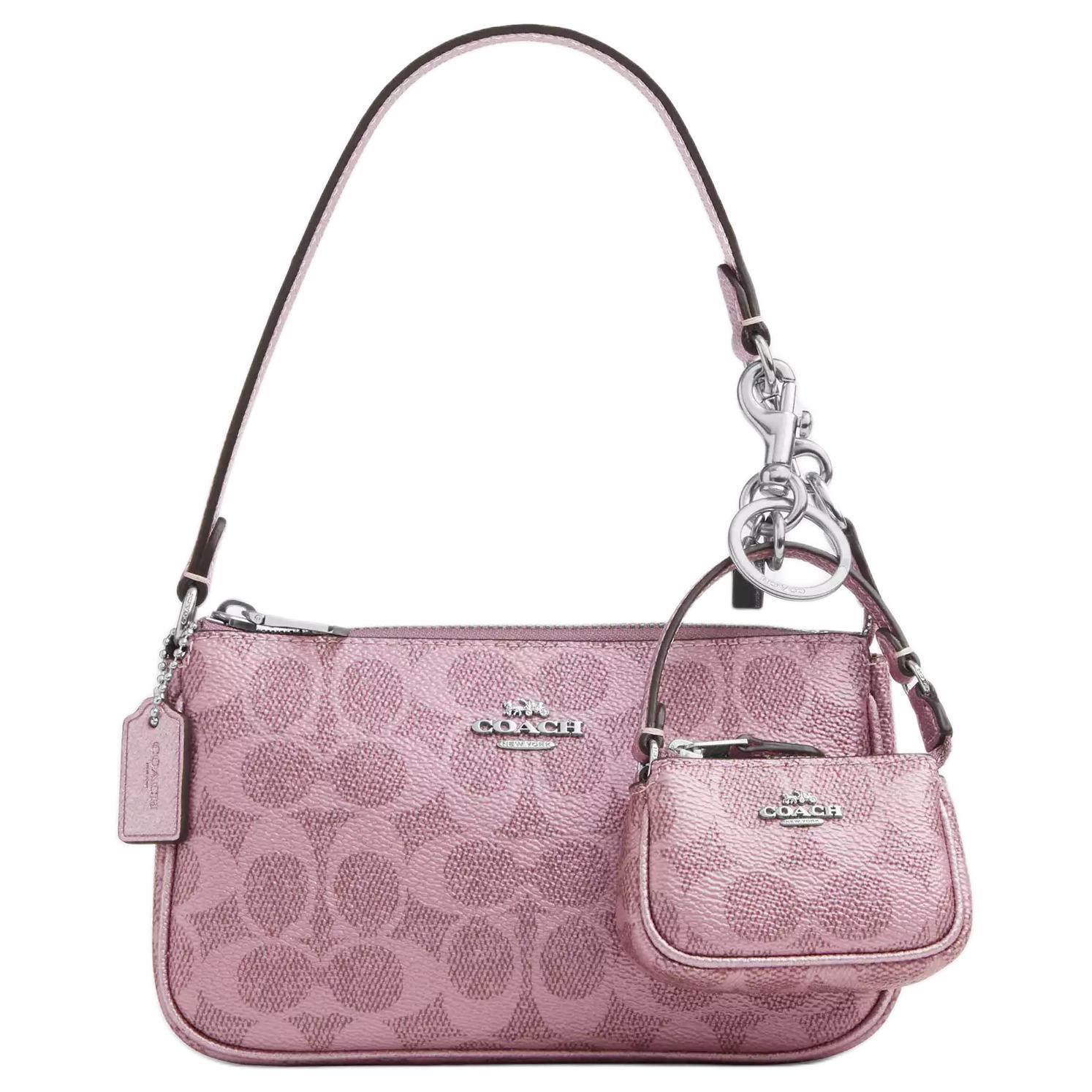 

Coach Nolita 19 Silver Metal Logo Removable Small Bag Coated Canvas And Leather Handbag Small Pink Women handbag CCK96-SVAKG Basic Set (Bag+Dust Bag)