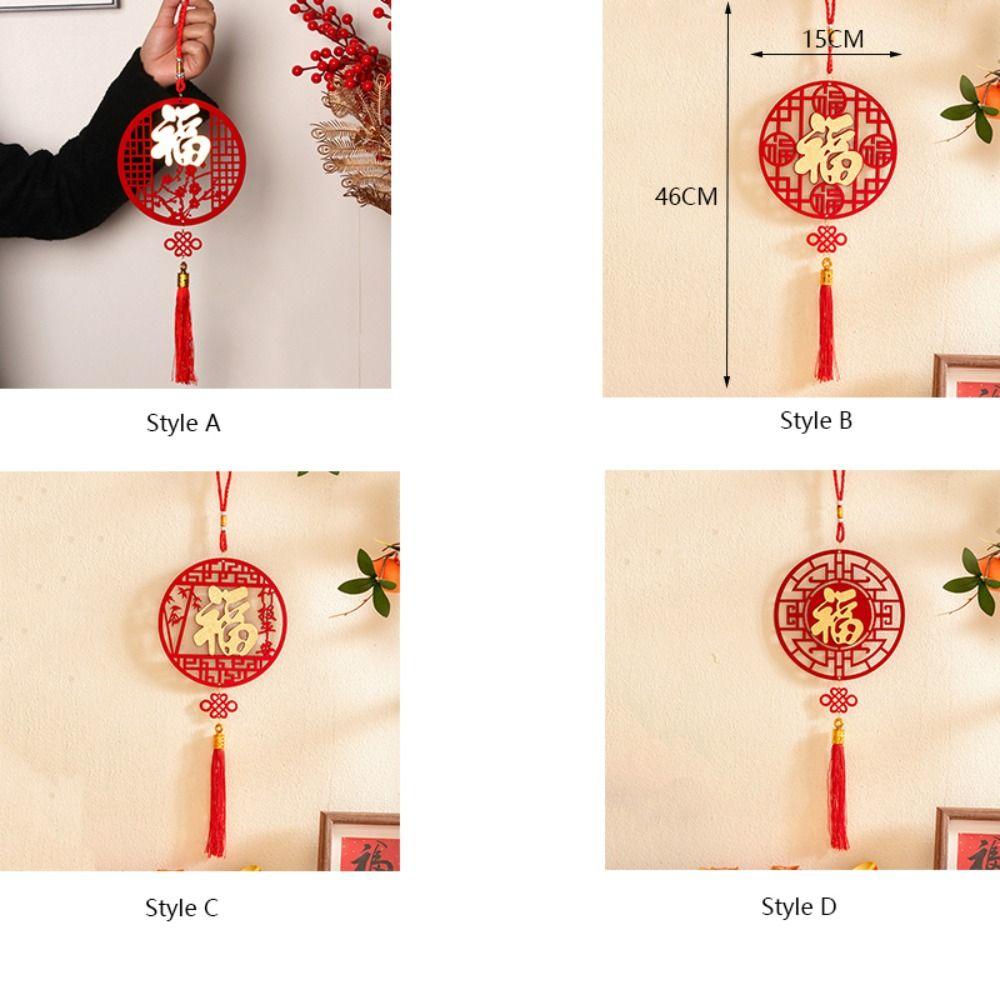 Hollow New Year Blessing Hanging Ornament with Tassel Chinese Knot Pendant  Office