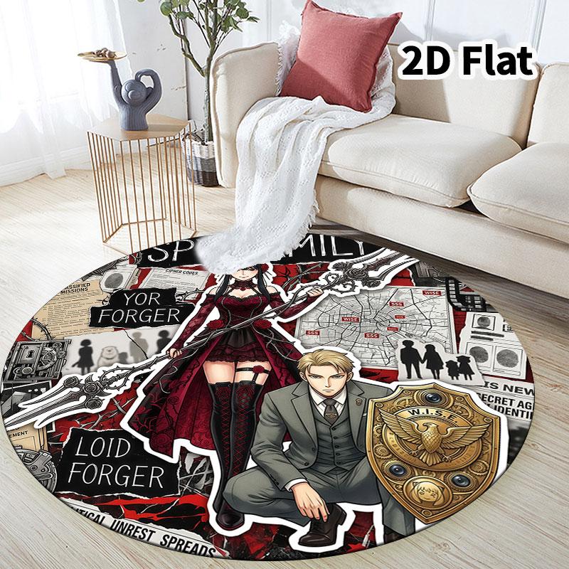 Spy Family Round Area Rug Carpet Rug For Living Room Bedroom Sofa Playroom Decor Nonslip Floor Mat