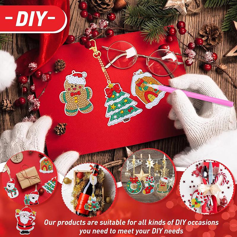 DIY Christmas keychain diamond painting Santa Claus single-sided keychain diamond art painting Christmas decoration