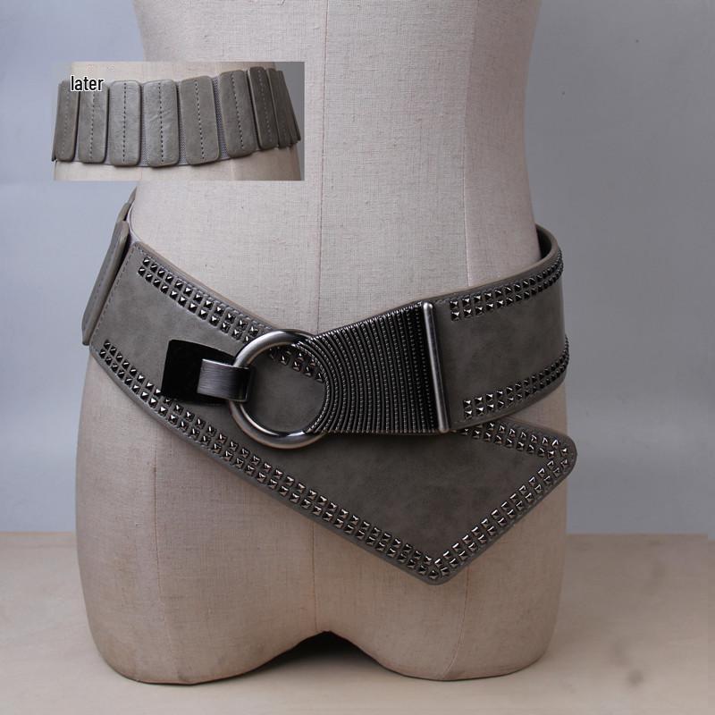 Red Wide Leather Waist Belt: Women's Korean, European & American Style Elastic Accessory