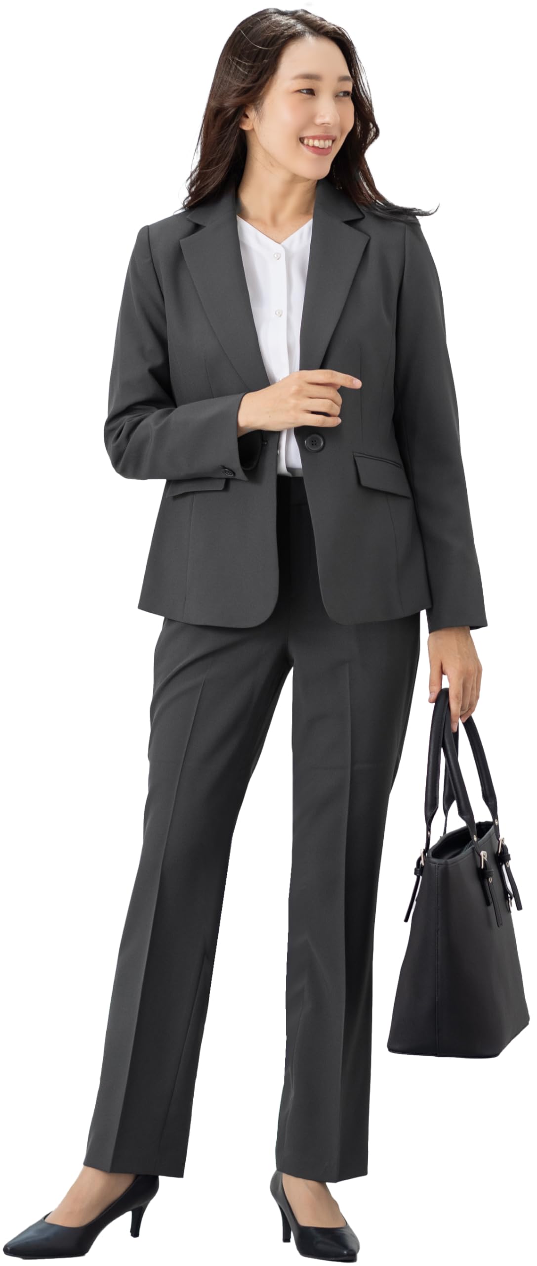 

Pants Elastic Tailored Straight Size Gray [Add Rouge] Women s Suit, Suit, Waist, Stretch, Washable, Jacket, Pants, 2-Piece Set, [b5019], 9, серый