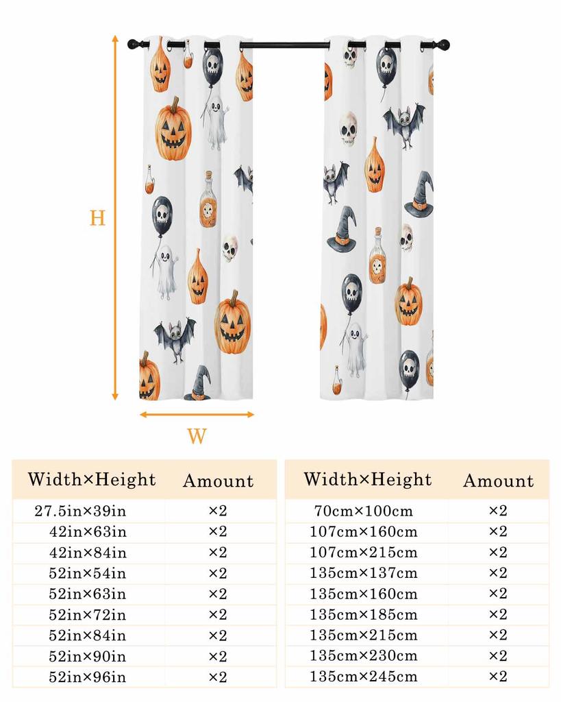 Modern Window Curtains for Living Room Halloween Pumpkin Ghost Curtains for Child Bedroom Kitchen Decor Blinds Drapes