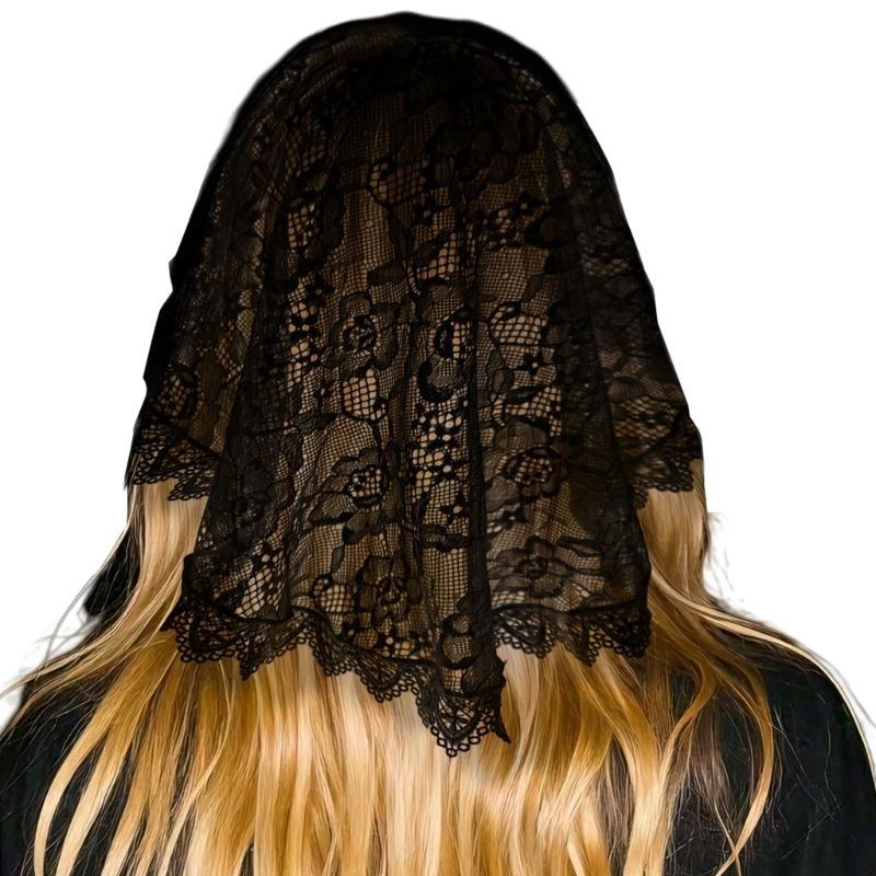 A52E Lace Mantilla Face Cover Mantilla Wedding Hair Accessories White Face Covering