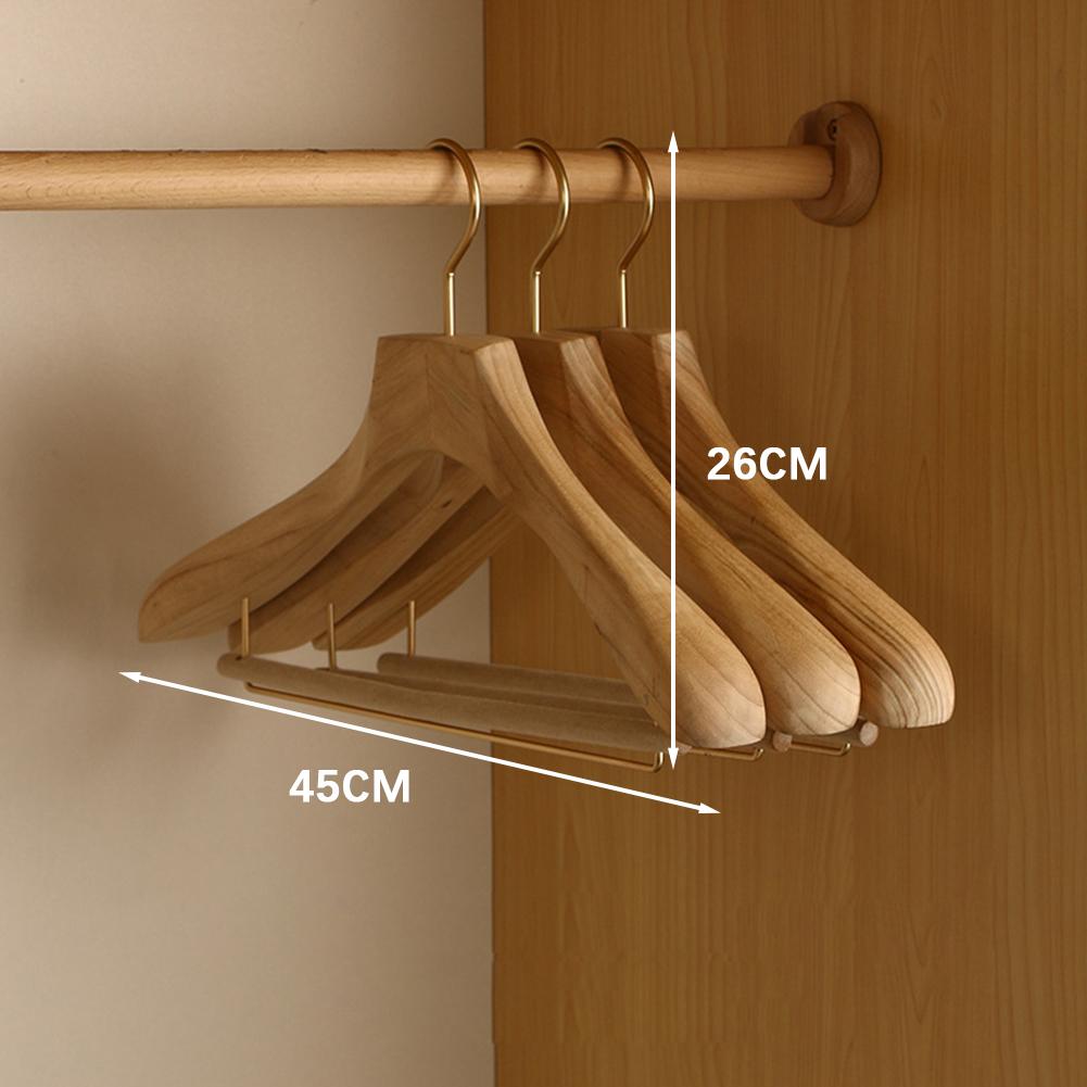 2 Piezas Percha de Madera de Hombro Ancho, Perchero de Madera de Canela con Barra Transversal de Terciopelo, Perchas para Traje con Superficie Lisa Sin Laca