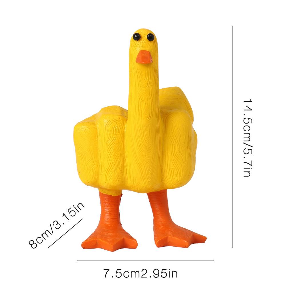 Novelty Resin Middle Finger Duck Decor Zakka Style Desktop Mini Sculpture Funny Office Desk Accessory