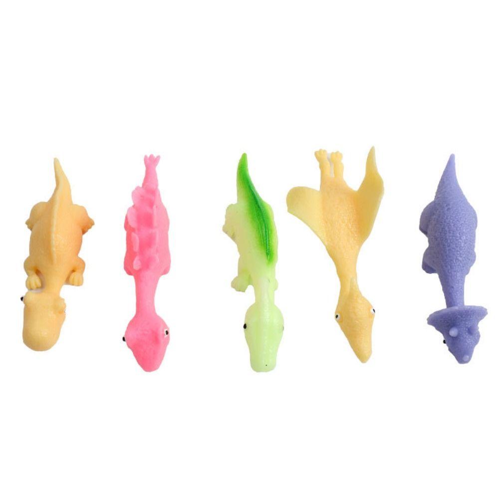 5pcs Dinosaur Launch Dinosaur Plastic Flying Dinosaur Finger Toys  Party Favors