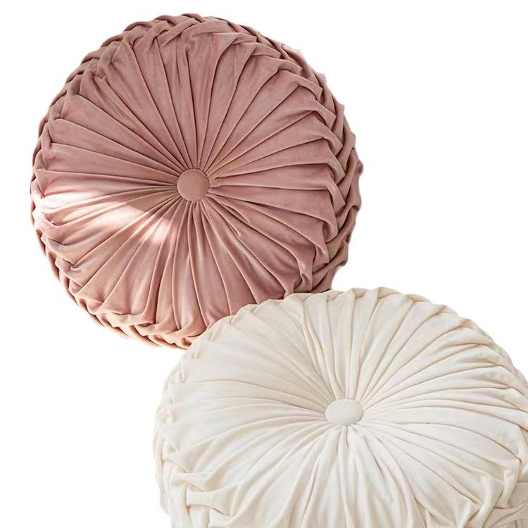 Nordic Pumpkin Pleated Round Throw Pillow Cushion for Sofa & Living Room