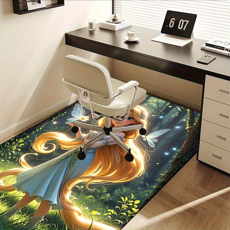 3D Printed Fairy Tale,Enchanted Forest,Rapunzel Anti-Slip Rug - Machine Washable Office Rug for Living Room, Bedroom, Office - Multiple Sizes