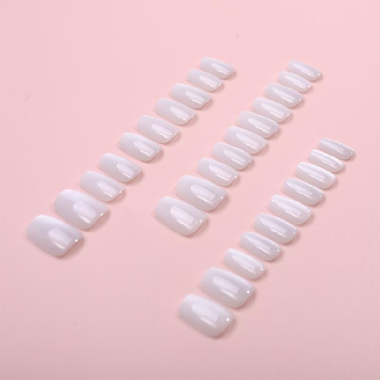 10 Pieces White Cats Eye Short Square Press On Nail Full Cover False Nail Acrylic Stick On Nail for Women Easy To Use
