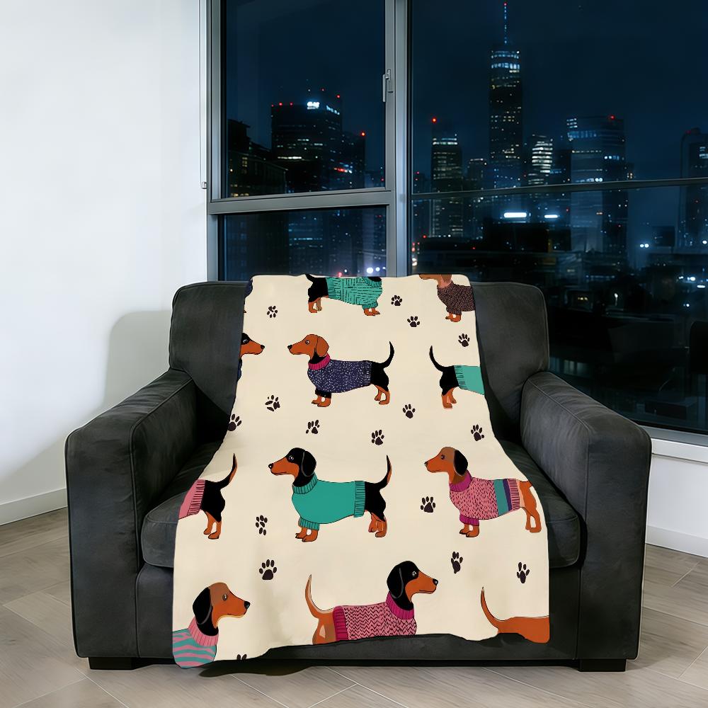 Dackel Cartoon Niedliche Decke Flanell Warm Weich Überwurfdecke Für Zimmer Sofa Kindliche Geburtstagsgeschenke