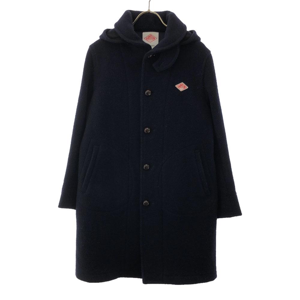 Danton Logo patch Hooded Melton Wool coat 36 Navy made in Japan Men's Used