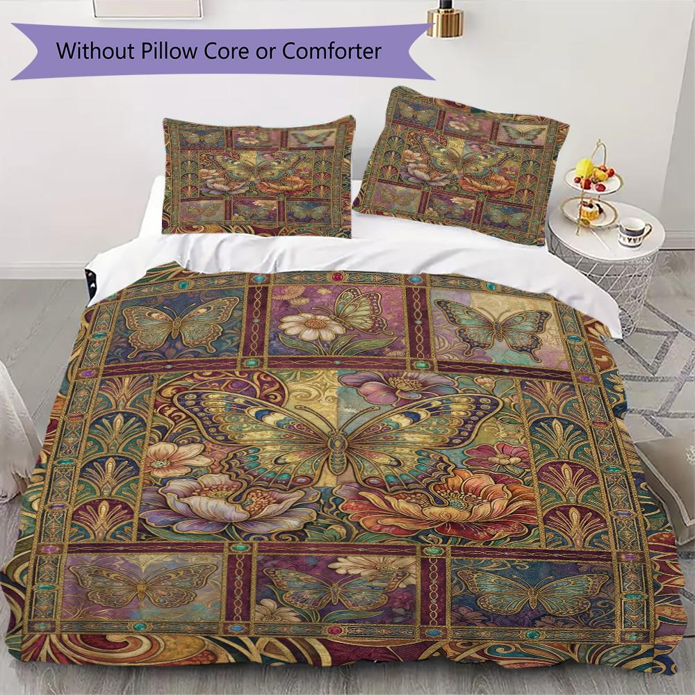 

Butterfly Decoration Pattern Bedding uilt Set uilt Cover Pillowcase Home Decoration Birthday Gift (1 * duvet cover + 2 * pillowcase without core)24 135x200cm